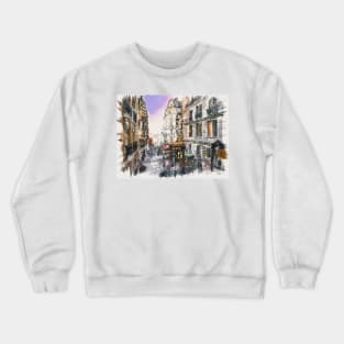 Montmartre View Paris Watercolor Cityscape Crewneck Sweatshirt